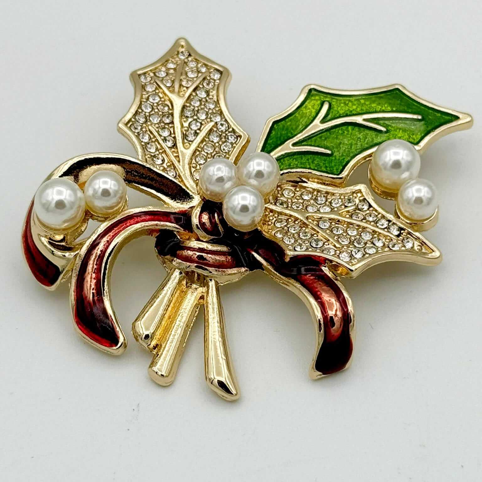 Holly Berry and Pearl Brooch