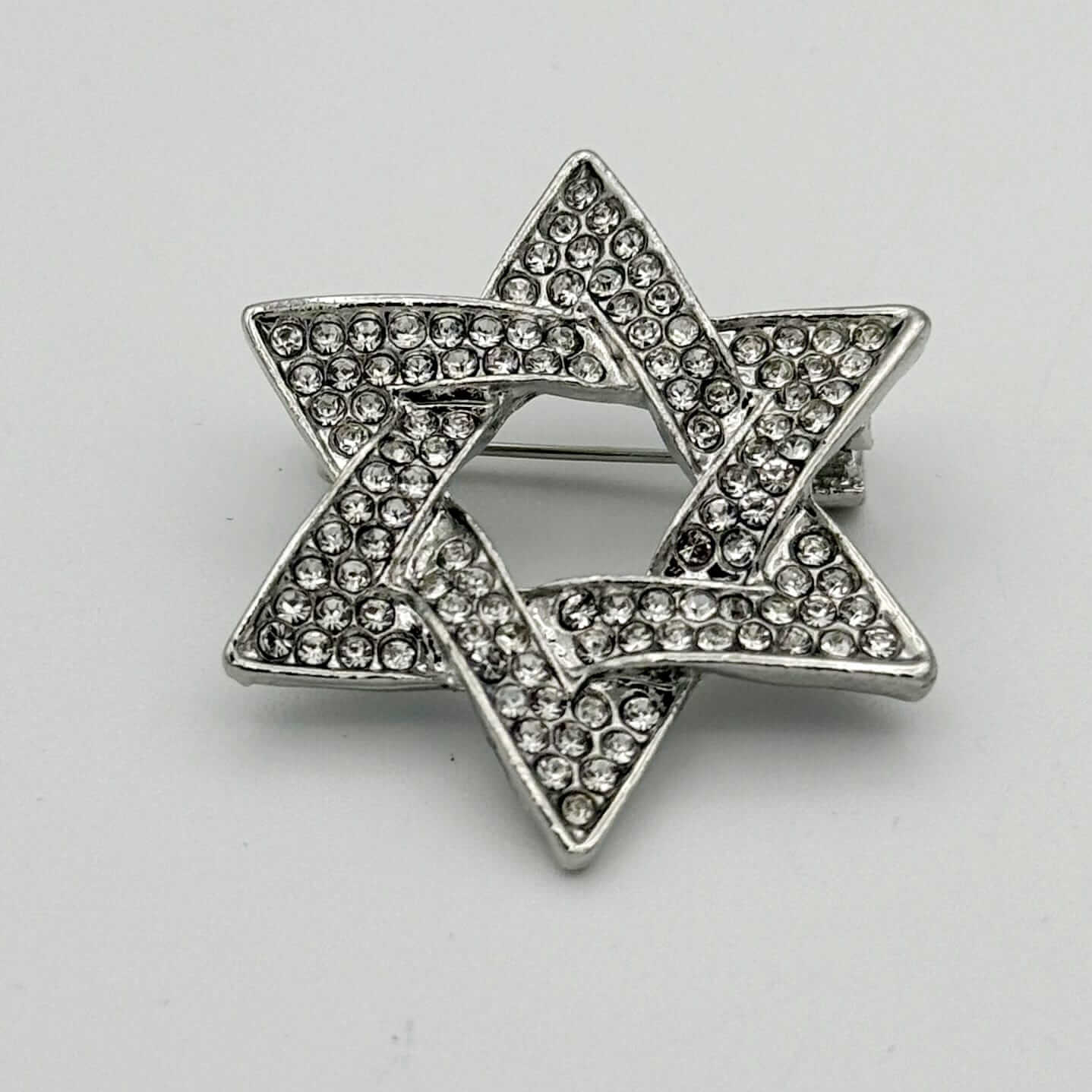 Sparkling Crystal Star of David Brooch